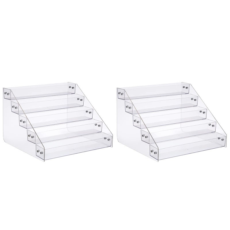 Kihor Acrylic Spice Rack  Tiered Spice Rack Shelf Seasoning Organizer for Countertop  Cabinet  Pantry  Kitchen Storage - 5 Tier  2PCS - Image 1